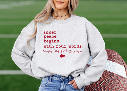 DTF - INNER PEACE BEGINS WITH 4 WORDS KANSAS CITY FOOTBALL - RED