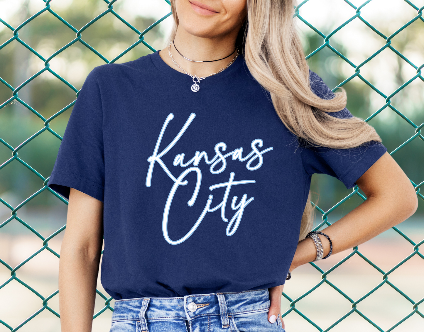 DTF - KANSAS CITY SCRIPT BLUE & WHITE