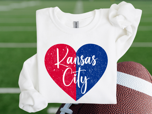 KANSAS CITY BLUE RED SCRIPT HEART - PNG FILE - INSTANT DOWNLOAD