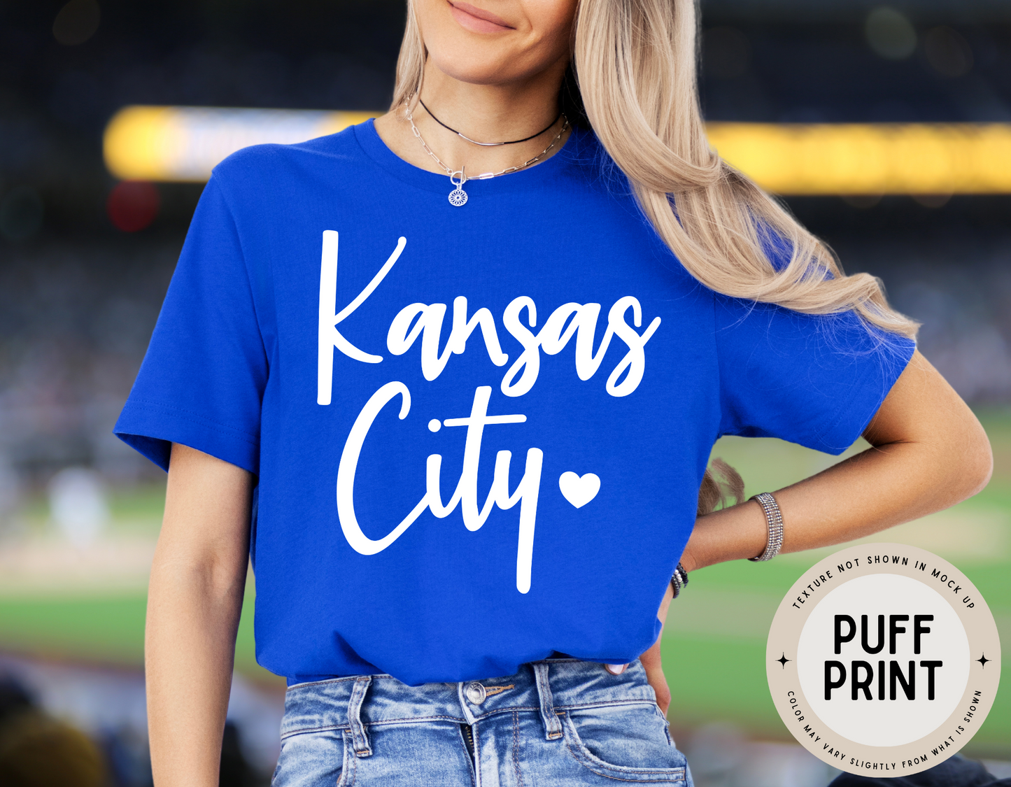 KANSAS CITY SCRIPT with HEART - WHITE PUFF INK - PRESALE 12-17