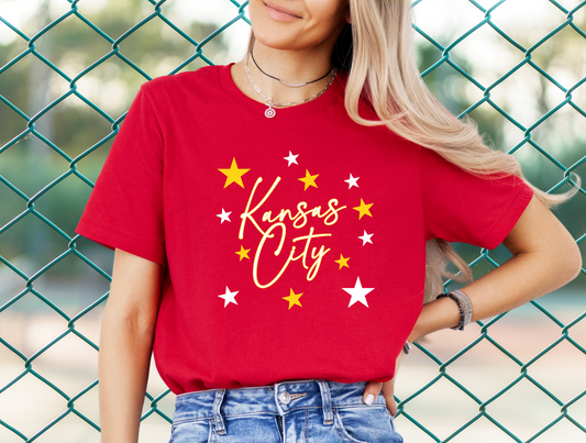 DTF - KANSAS CITY SCRIPT with STARS YELLOW & WHITE