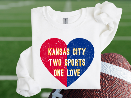 KANSAS CITY TWO SPORTS ONE LOVE HEART - PNG FILE - INSTANT DOWNLOAD