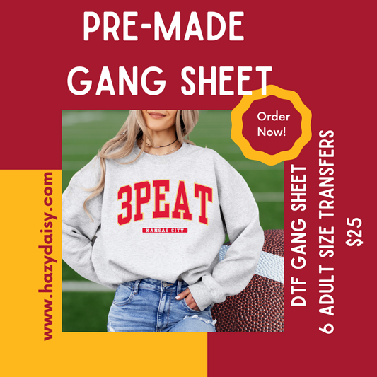 DTF PREMADE GANG SHEET - KANSAS CITY 3PEAT VARSITY