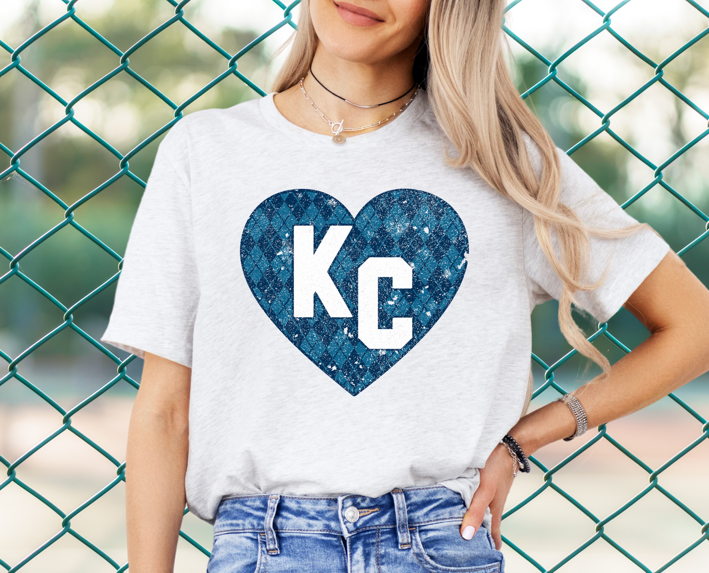 DTF - KC DARK NAVY ARGYLE HEART