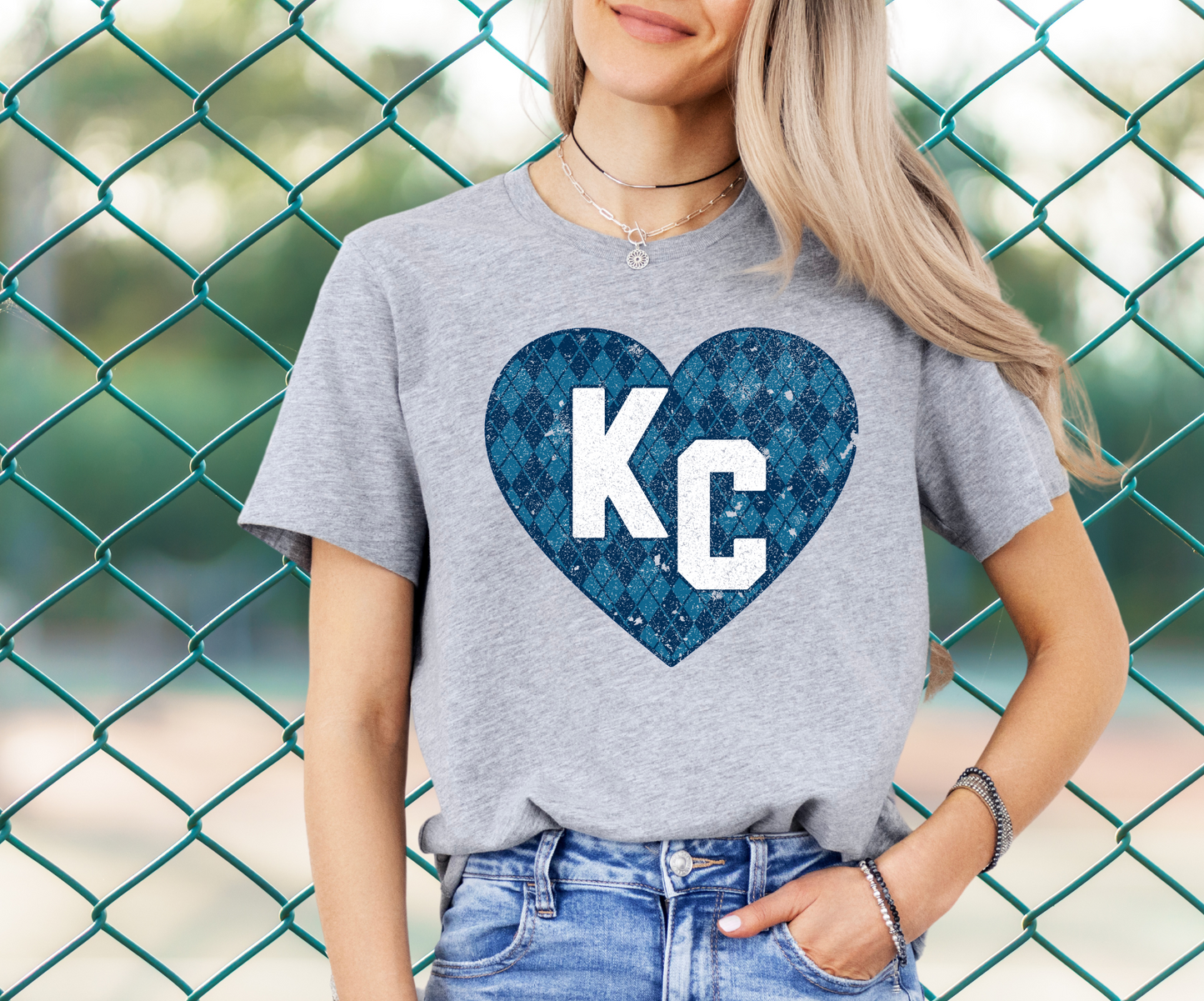 DTF - KC DARK NAVY ARGYLE HEART