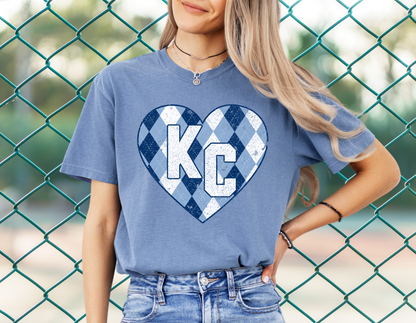 DTF - KC BLUES ARGYLE HEART