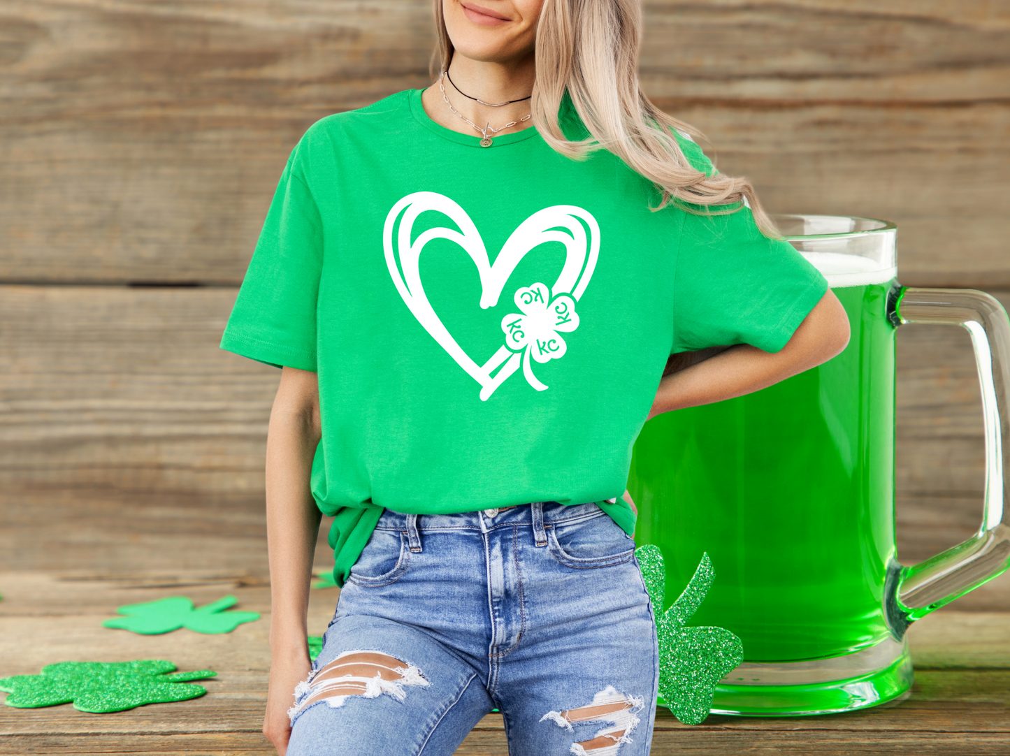 DTF - KC SHAMROCK HEART - WHITE