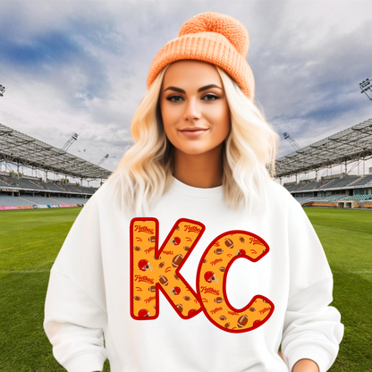 DTF - KC FOOTBALL PRINT  FAUX EMBROIDERY