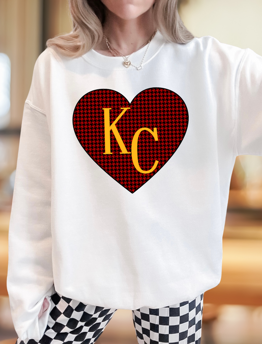 KC RED AND BLACK HOUNDSTOOTH Heart - DIGITAL DOWNLOAD