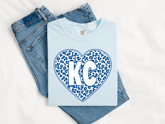 KC Kansas City Baseball Blue Leopard Heart 2 Color Options - DIGITAL DOWNLOAD