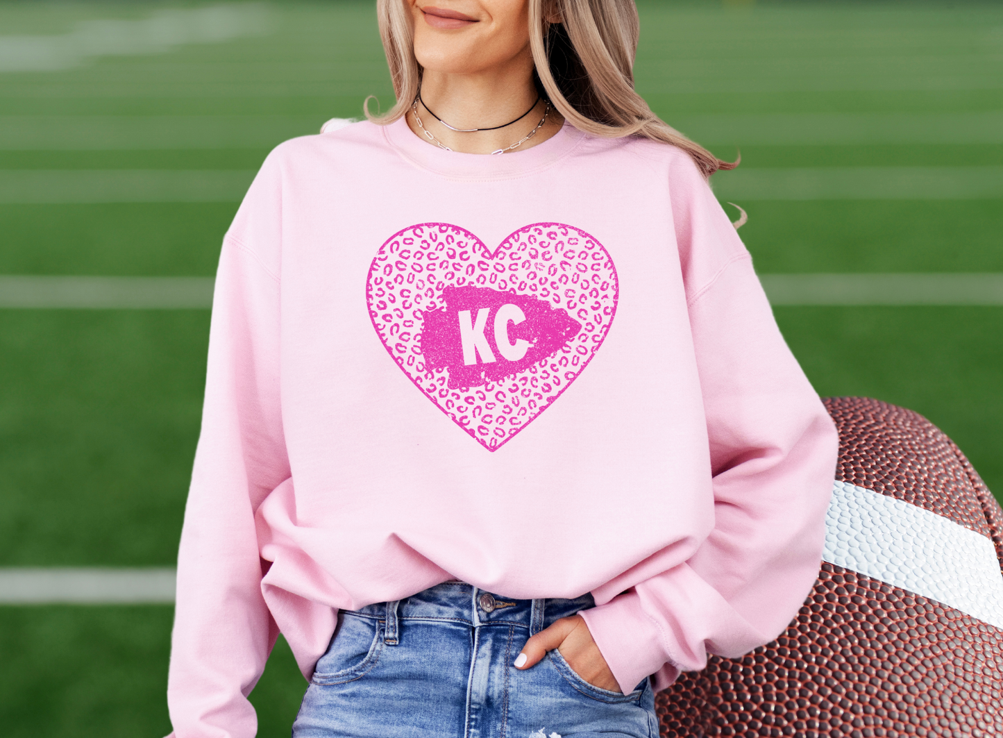 DTF - KC DISTRESSED PINK LEOPARD HEART