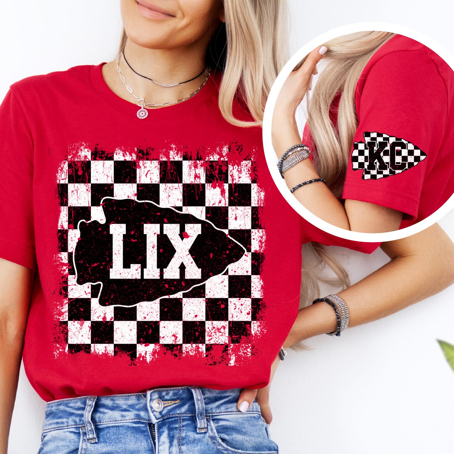 KC Retro Checkered Grunge Arrow Set Front Sleeve and Back Included - DIGITAL DOWNLOAD