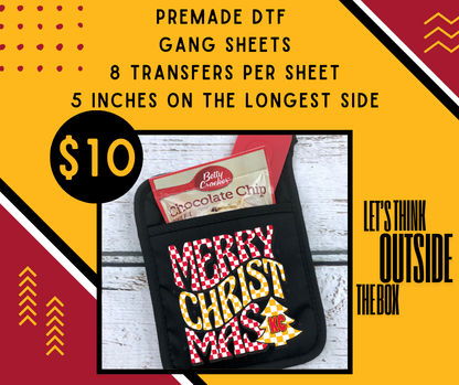 DTF PREMADE GANG SHEET - KC RETRO MERRY CHRISTMAS - 5 INCH TRANSFERS