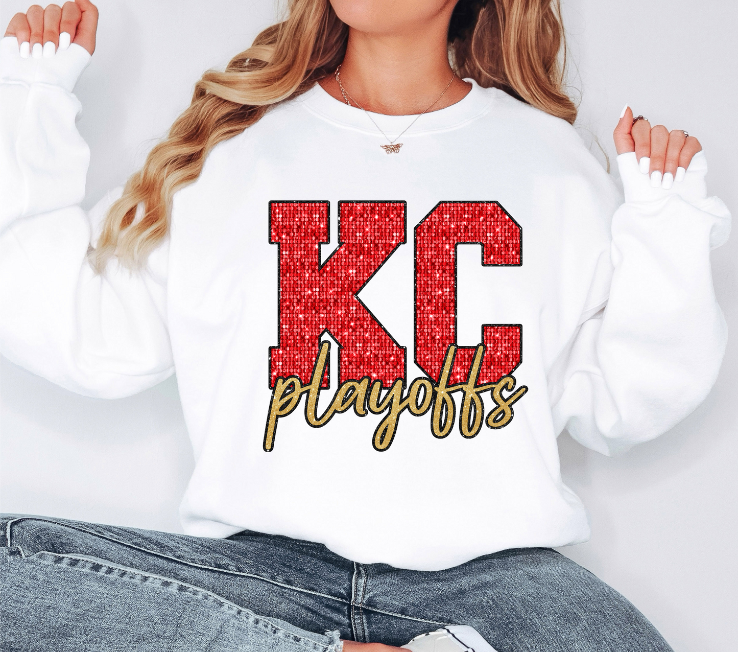 DTF - KC PLAYOFFS FAUX SEQUINS