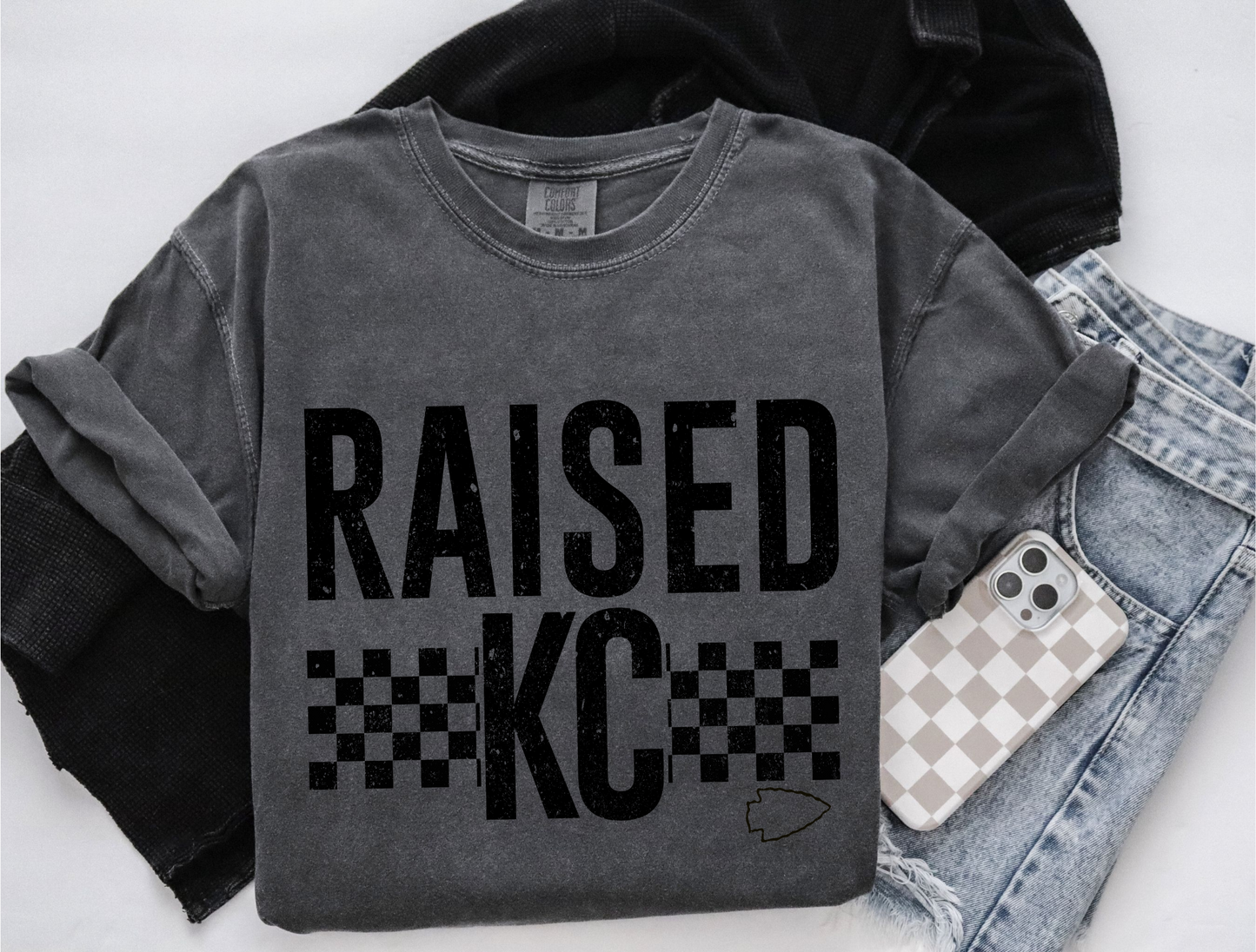 DTF - RAISED KC GRUNGE RETRO - BLACK