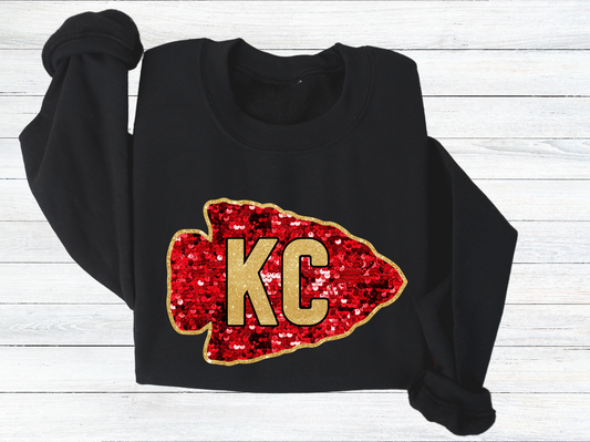 DTF - KC ARROW with FAUX RED SEQUINS