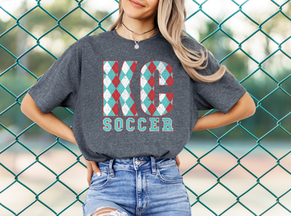 DTF - KC SOCCER TEAL RED ARGYLE