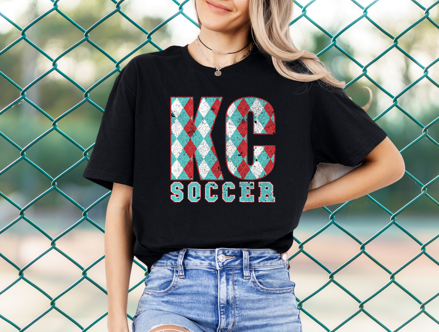 DTF - KC SOCCER TEAL RED ARGYLE