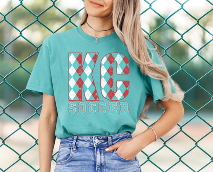 DTF - KC SOCCER TEAL RED ARGYLE