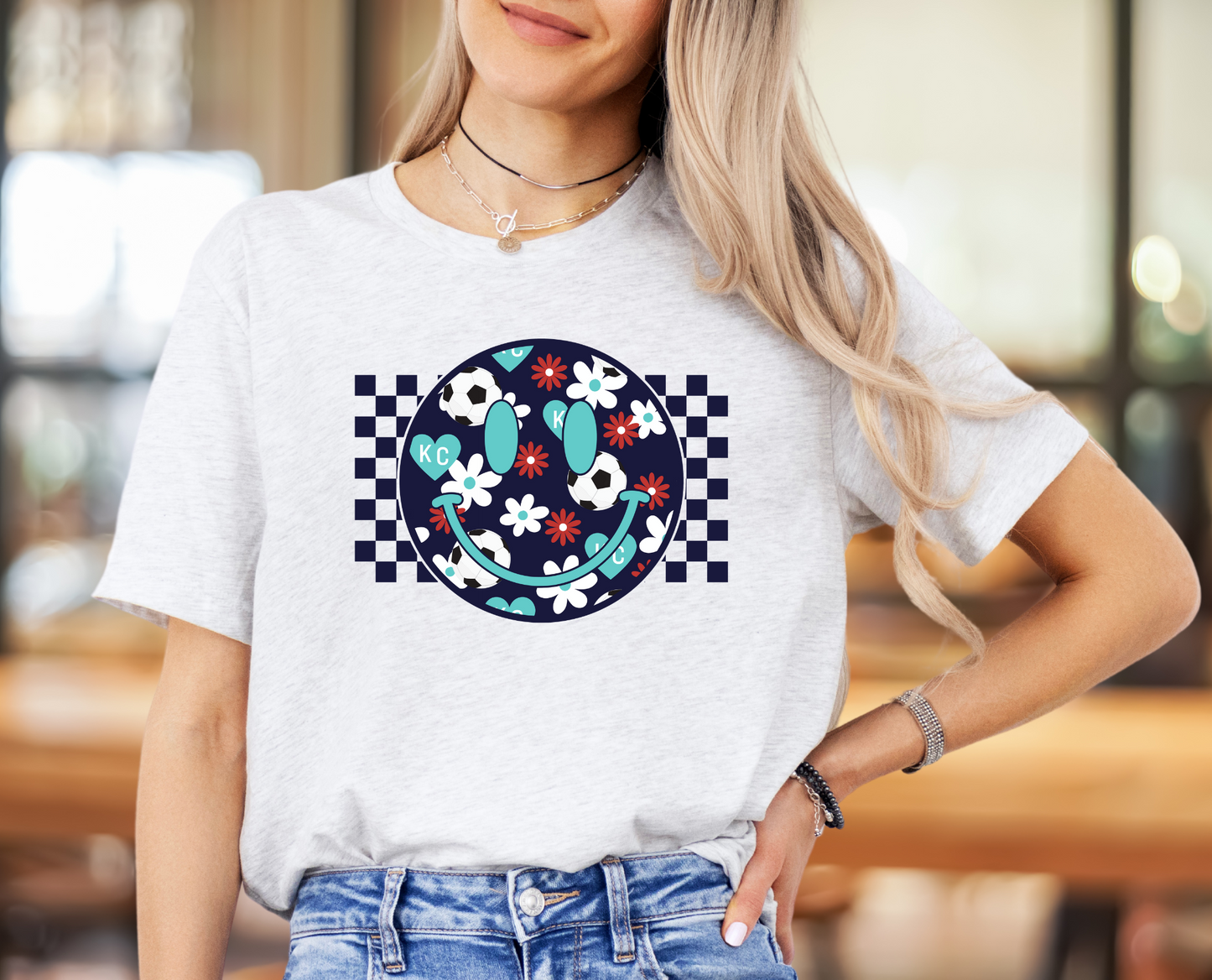KC Soccer Floral Retro Face - DIGITAL DOWNLOAD