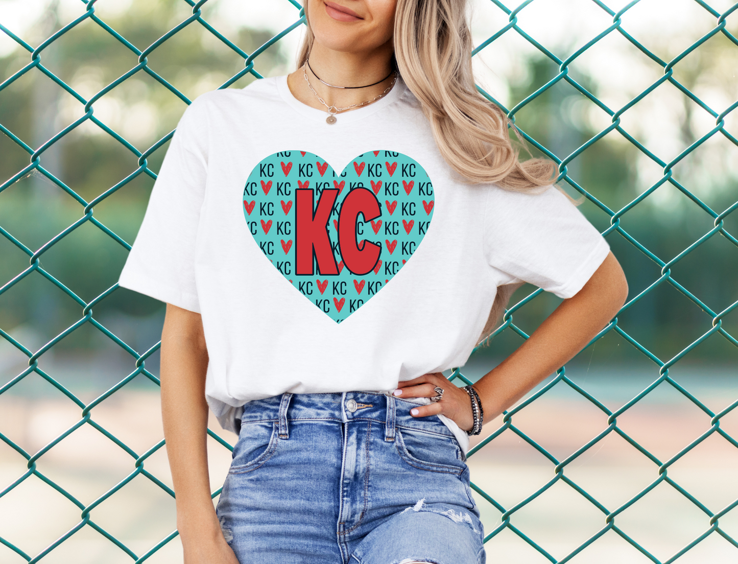 DTF - KC RED & TEAL HEART