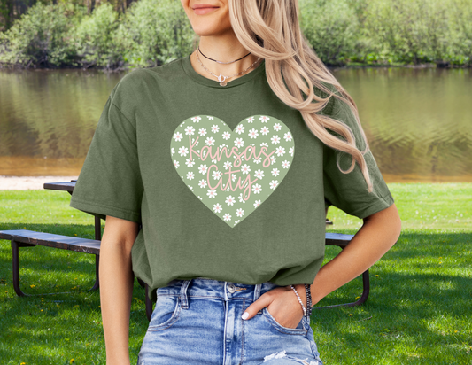 DTF - KANSAS CITY SPRING GREEN FLORAL HEART