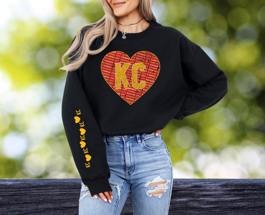 DTF PREMADE GANG SHEET - KANSAS CITY KC HEART with SLEEVES