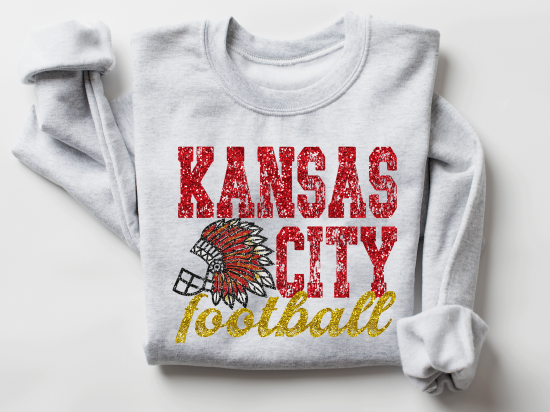 DTF - KANSAS CITY FOOTBALL FAUX GLITTER