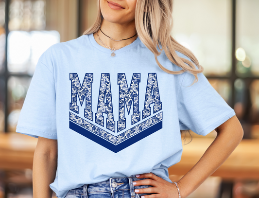 Mama Blue Floral Chevron - DIGITAL DOWNLOAD