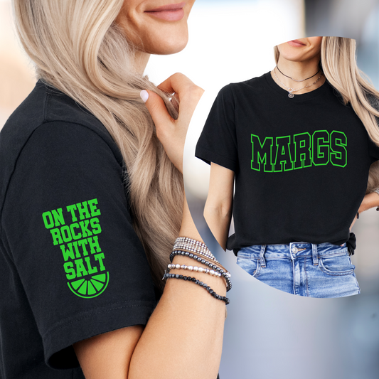 DTF - FRONT & SLEEVE SET - MARGS ON THE ROCKS - LIME