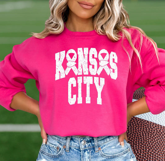 DTF - KANSAS CITY BREAST CANCER AWARENESS RIBBONS - WHITE