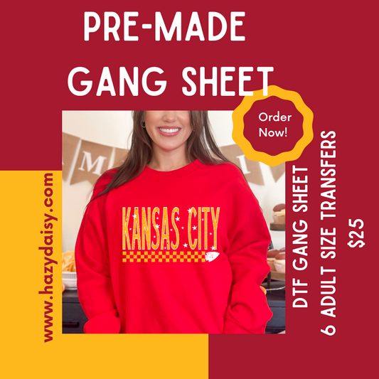 DTF PREMADE GANG SHEET - KANSAS CITY TALL RETRO