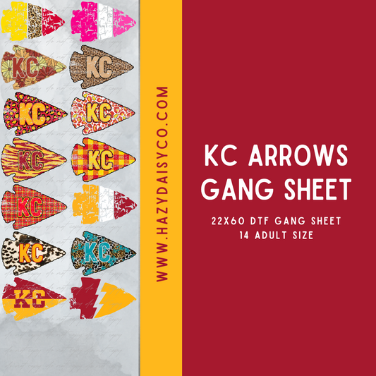 DTF PREMADE GANG SHEET - KC ARROWS