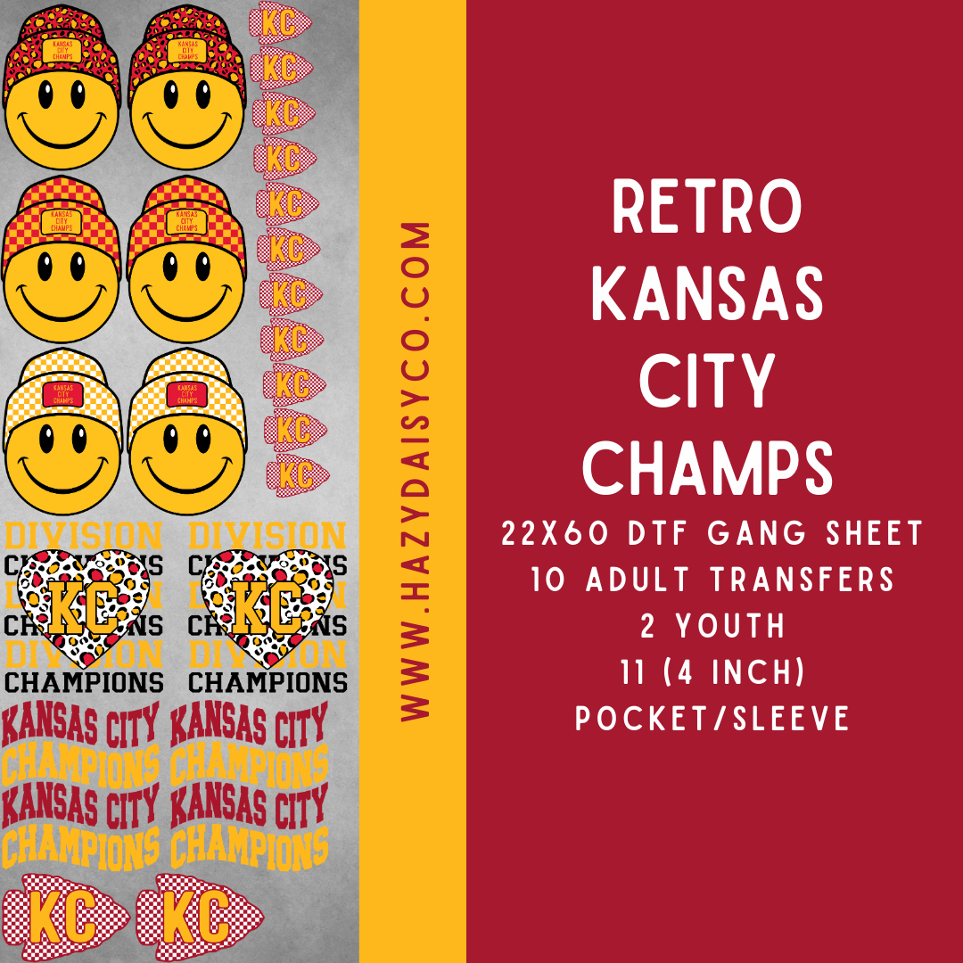 DTF PREMADE GANG SHEET - KANSAS CITY CHAMPS VARIETY