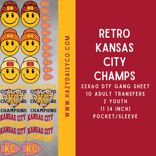 DTF PREMADE GANG SHEET - KANSAS CITY CHAMPS VARIETY