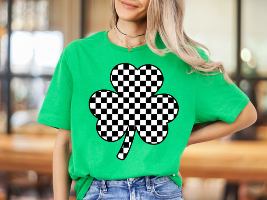 Black White Retro Checker Shamrock - DIGITAL DOWNLOAD