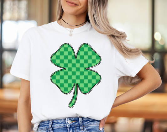 Green Retro Check Doodle Shamrock - DIGITAL DOWNLOAD