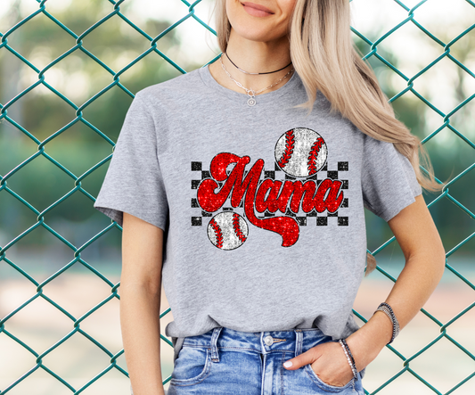 DTF - BASEBALL MAMA FAUX BLING