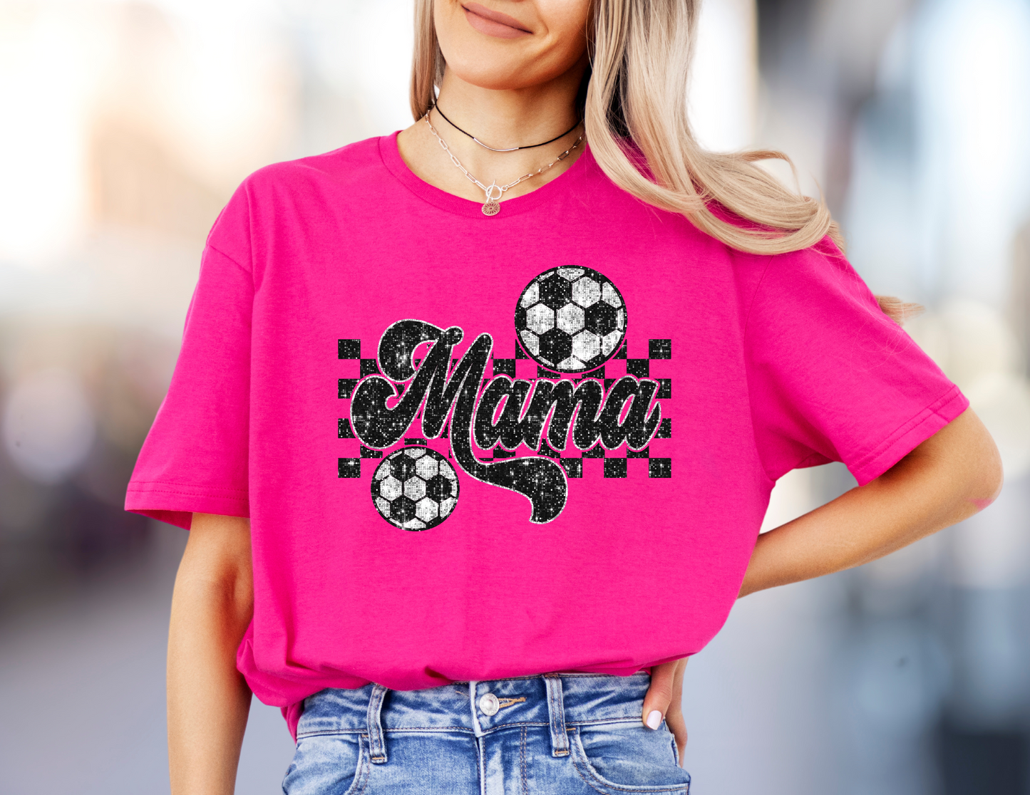 DTF - SOCCER MAMA FAUX BLING