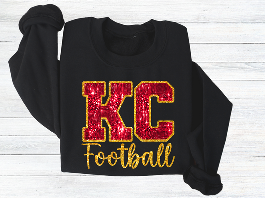 DTF - KC FOOTBALL BRIGHT FAUX SEQUINS