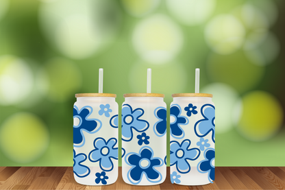 Groovy Daisies in 5 color Combos 16 oz Glass Can - DIGITAL DOWNLOAD