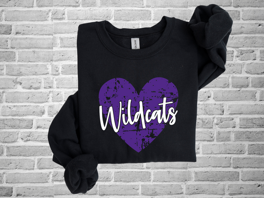 DTF - WILDCATS DISTRESSED HEART