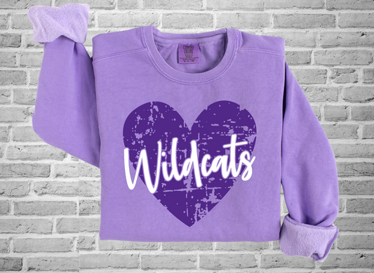 DTF - WILDCATS DISTRESSED HEART