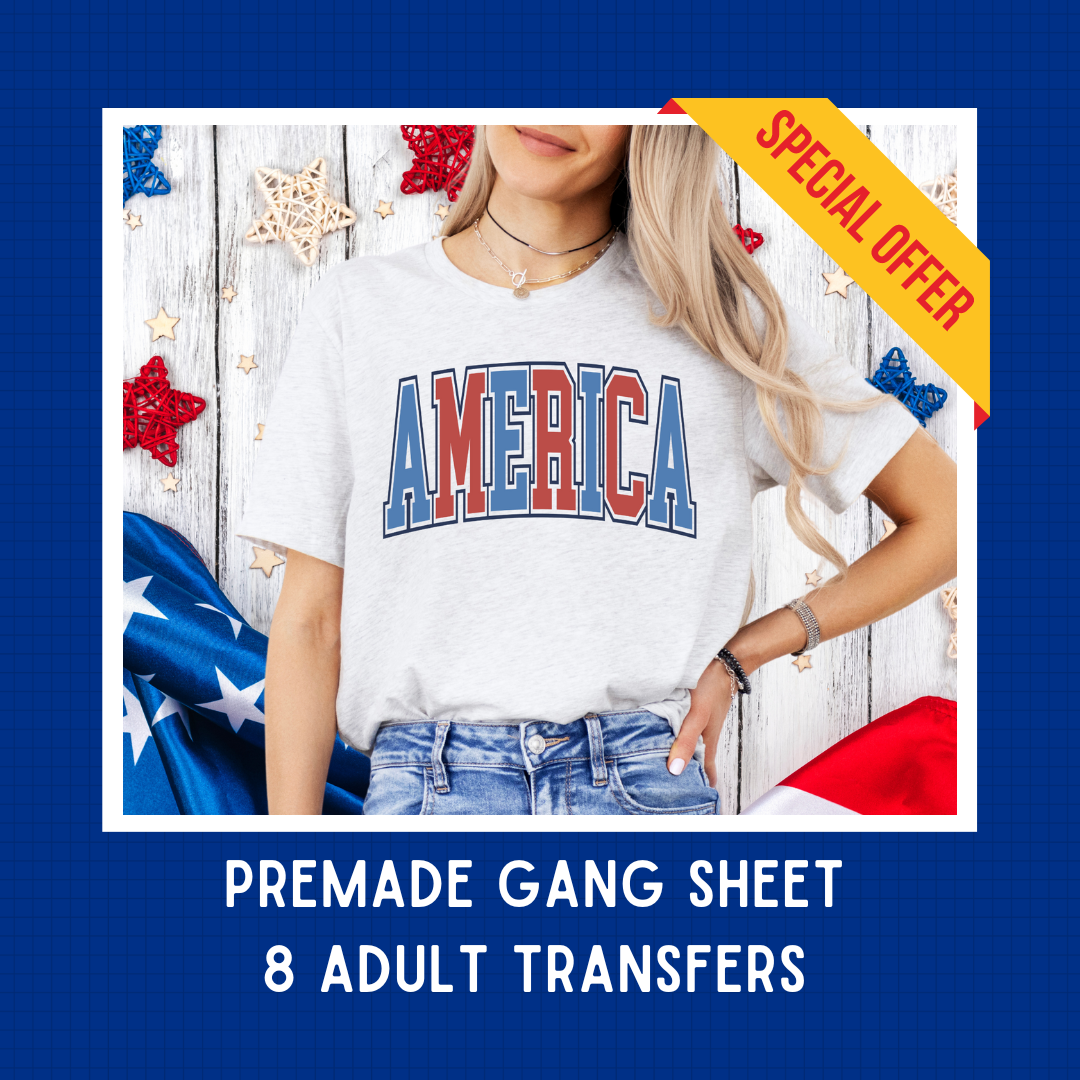 DTF PREMADE GANG SHEET - AMERICA VARSITY