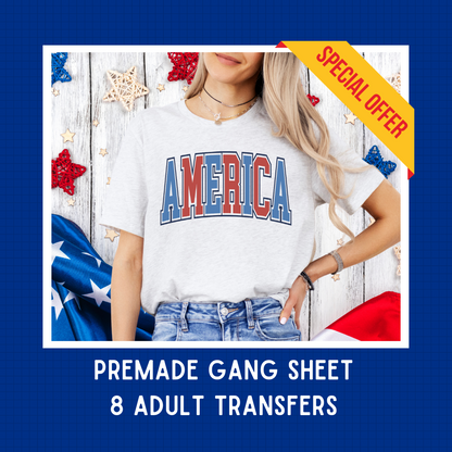 DTF PREMADE GANG SHEET - AMERICA VARSITY