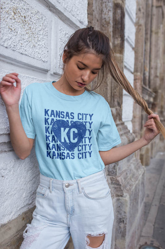 DTF - KANSAS CITY REPEAT with KC HEART - BLUE VERSION