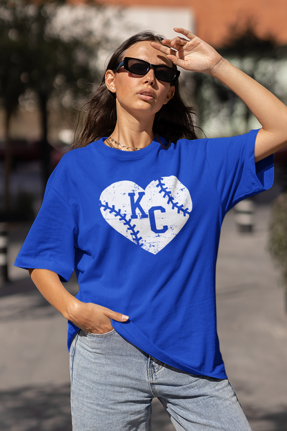 DTF - KC HEART BASEBALL GRUNGE - WHITE