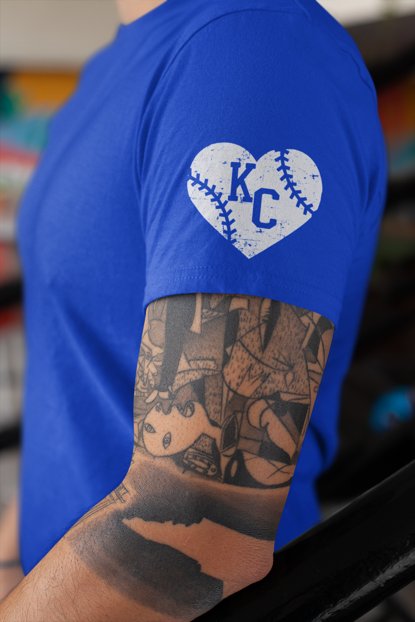 DTF - KC HEART BASEBALL GRUNGE - WHITE