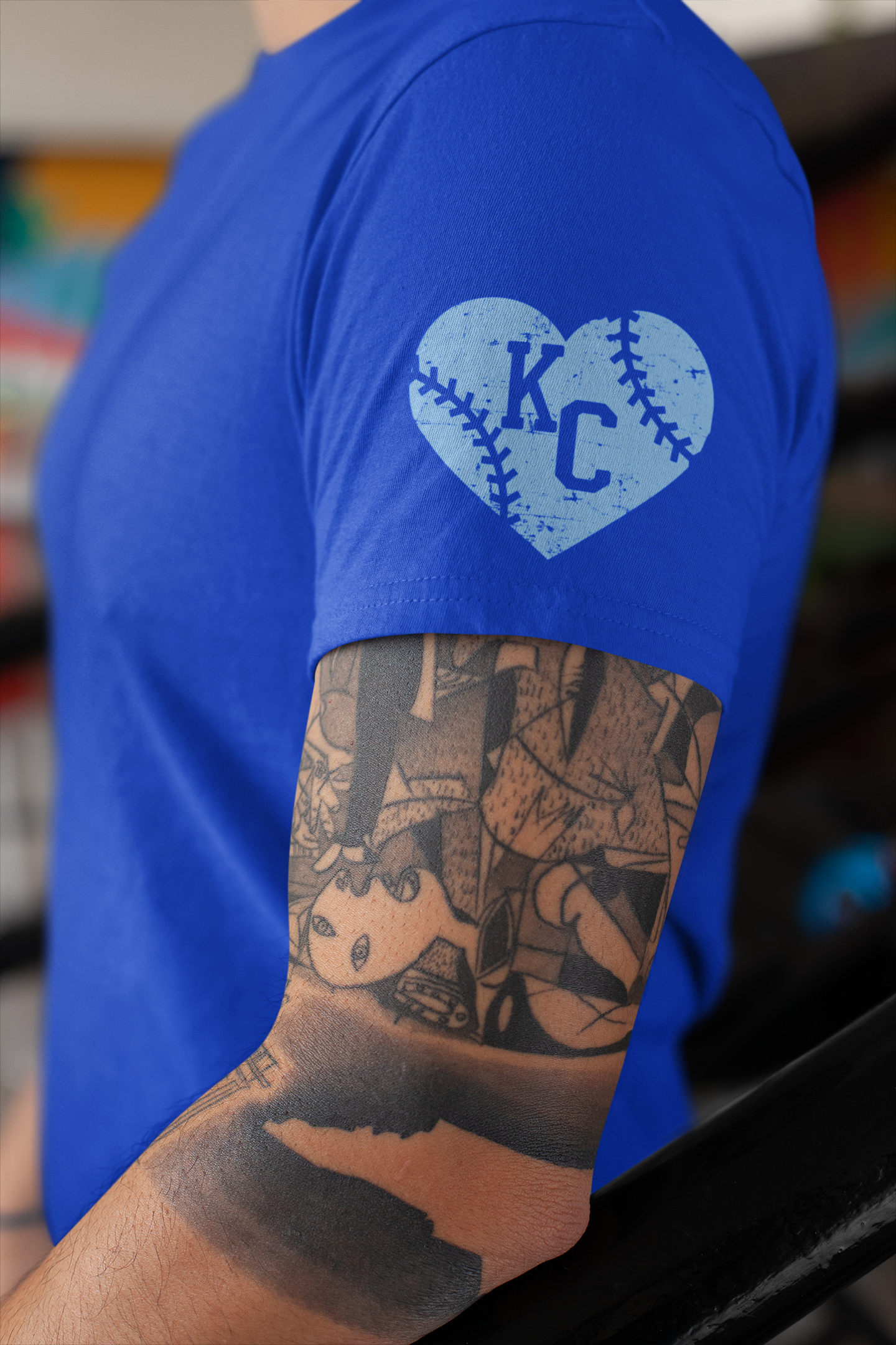 DTF - KC HEART BASEBALL GRUNGE - LIGHT BLUE