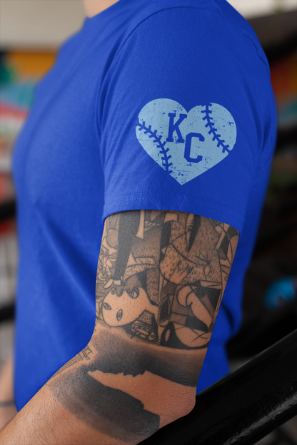 DTF - KC HEART BASEBALL GRUNGE - LIGHT BLUE